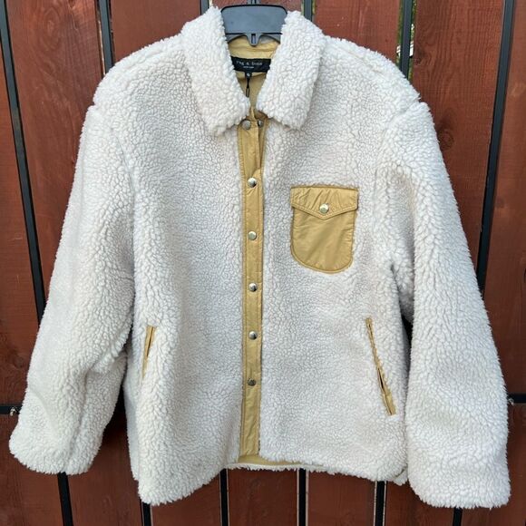 Rag & Bone Elliot High Pile Fleece Jacket NWT Size XL Ivory - Picture 5 of 8